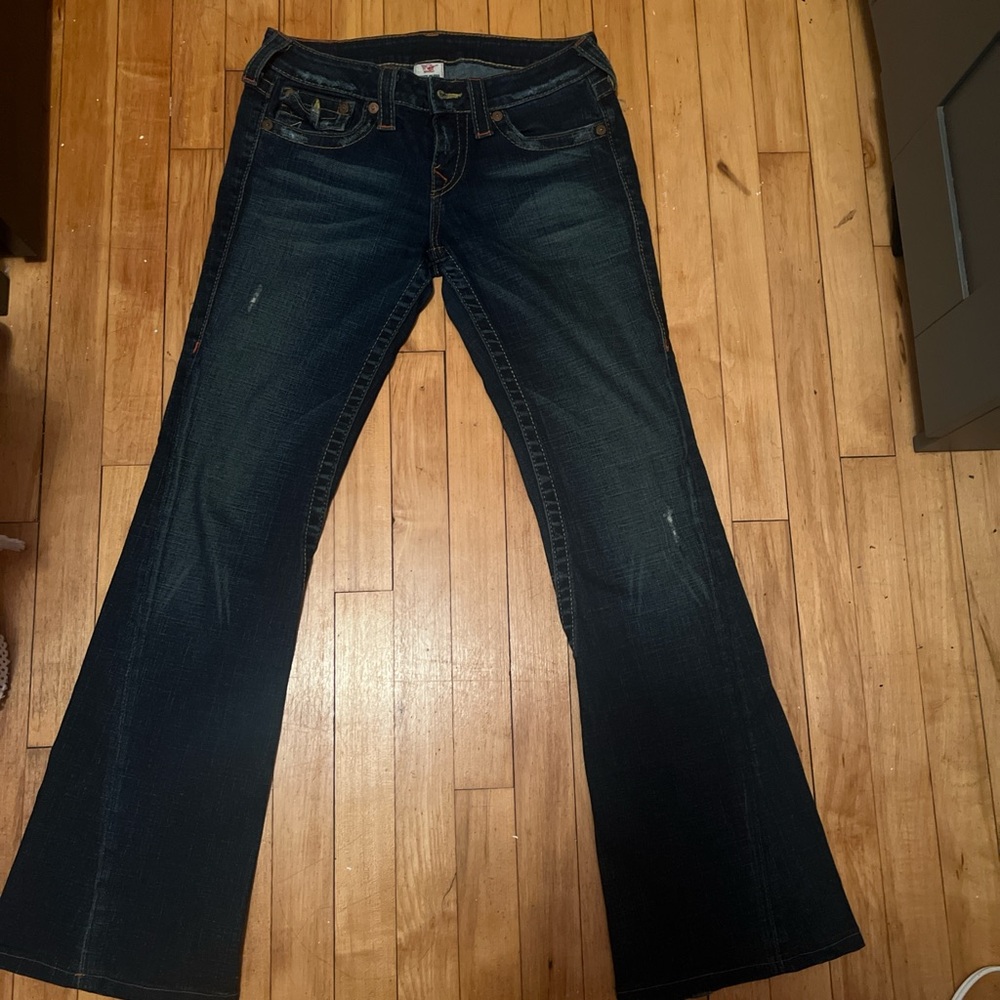 True Religion Blue Flare Wide Leg Jeans
